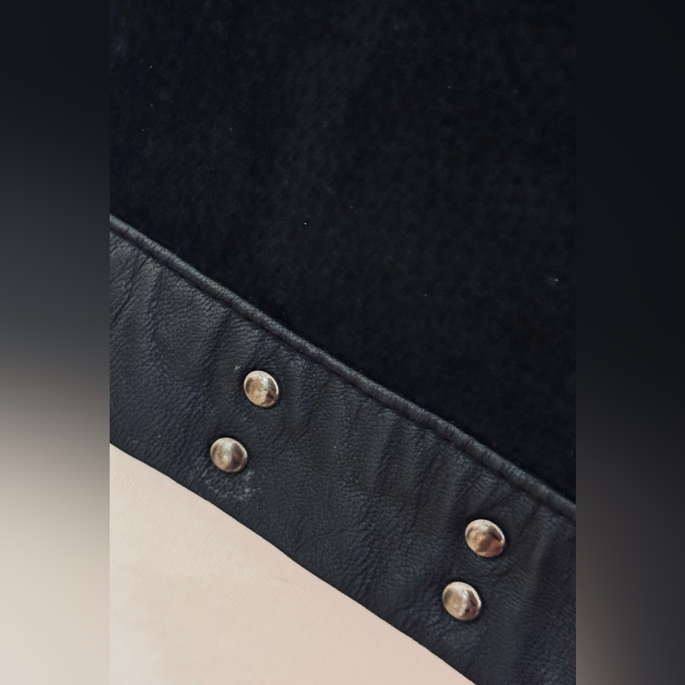 Vintage Escapade Suede Front Knit Sweater Jacked With Studded Leather Trim - L - Picture 4 of 8